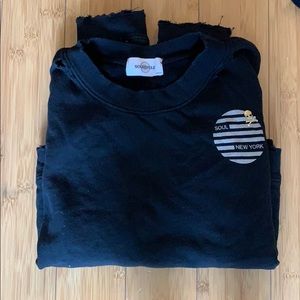 Distressed cropped soulcycle New York sweatshirt